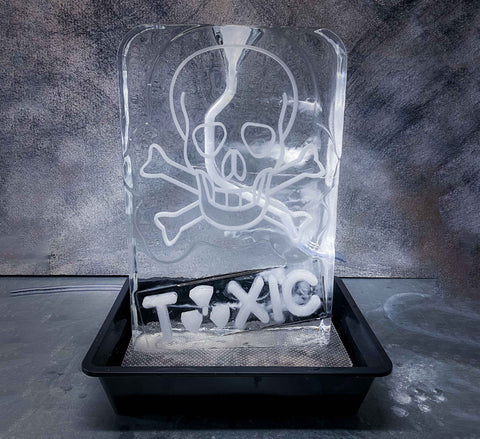 Halloween Drinks Ice Sculpture Toxic Skull Luge